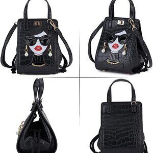 Lady Face Purses and Handbags for Women Casual Shoulder Bag Fashion Bat Bag